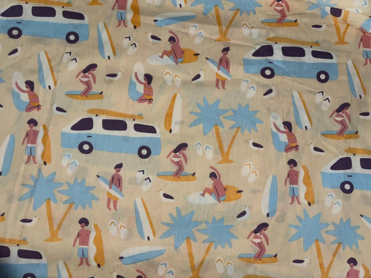 100% Cotton Poplin  Beach Prints 58" wide available in 4 prints red with blue skates/ bird bright orange flowers and the beach scene