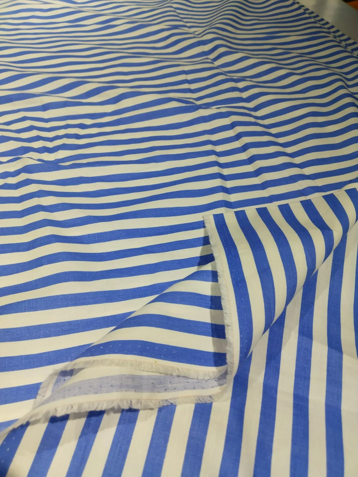 100% Cotton Poplin STRIPES  58" wide AVAILABLE IN 4 COLORS bright blue/sky blue/pink and baby blue