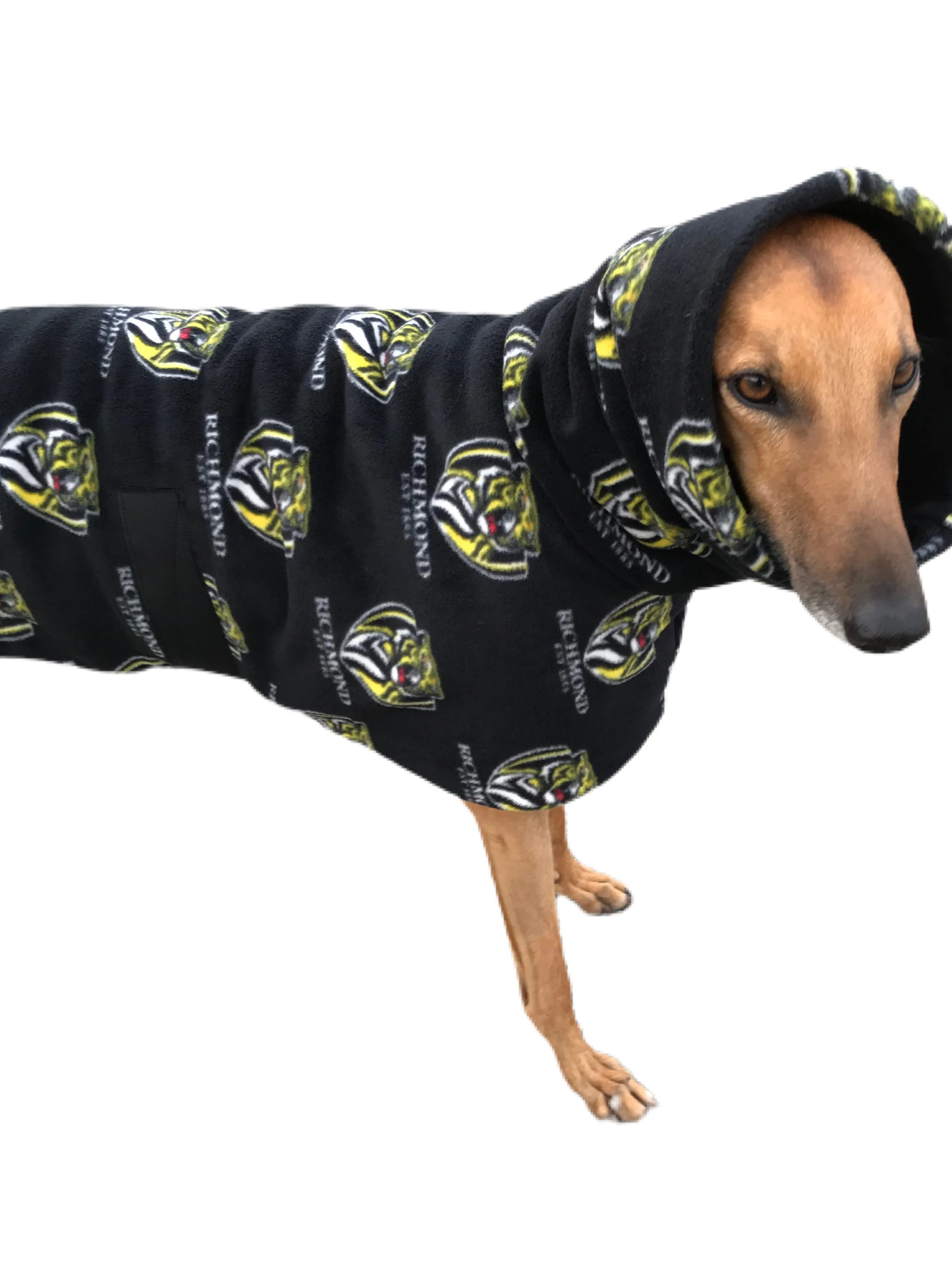 AFL Richmond Tigers greyhound coat deluxe style double polar fleece washable