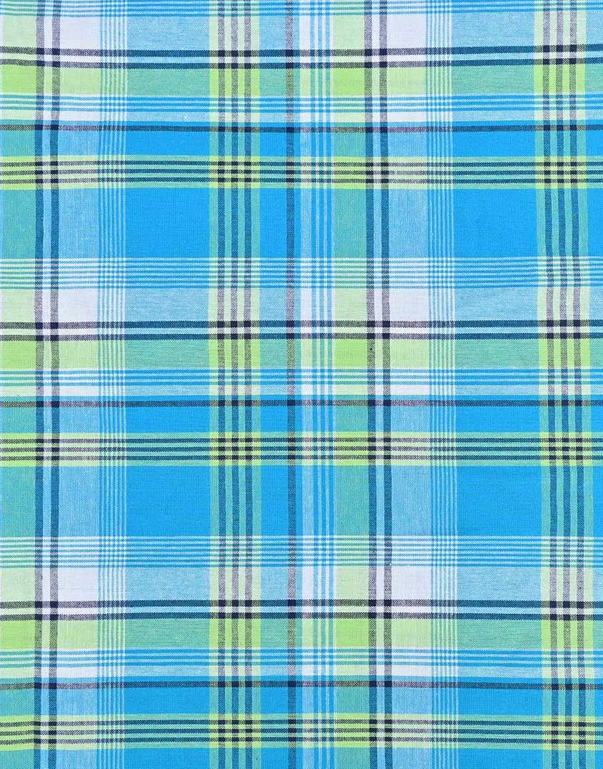 Aqua Blue Check Madras Cotton Fabric