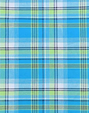 Aqua Blue Check Madras Cotton Fabric