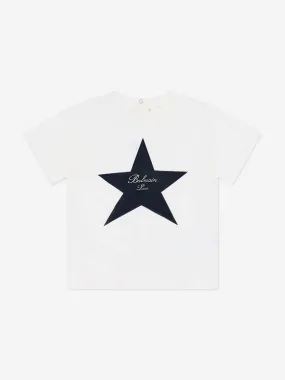 Balmain Baby Star Print T-Shirt in Ivory