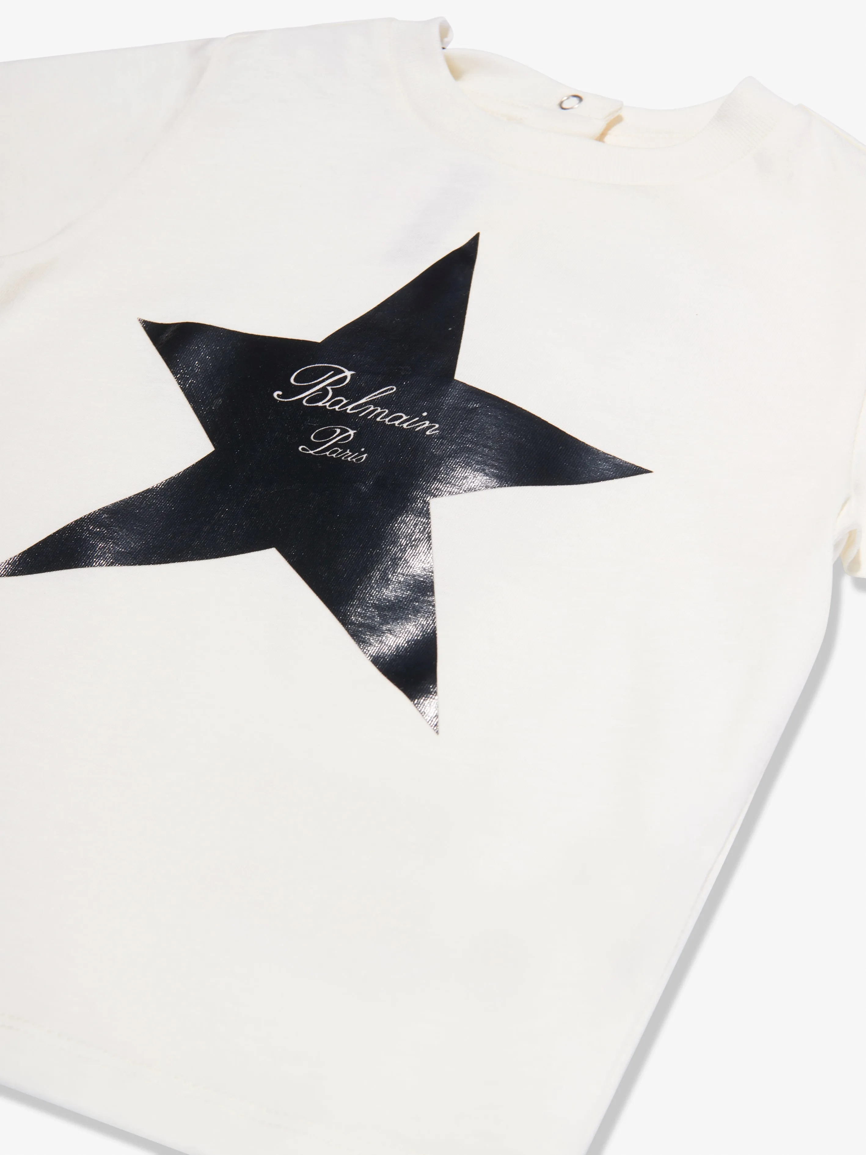 Balmain Baby Star Print T-Shirt in Ivory