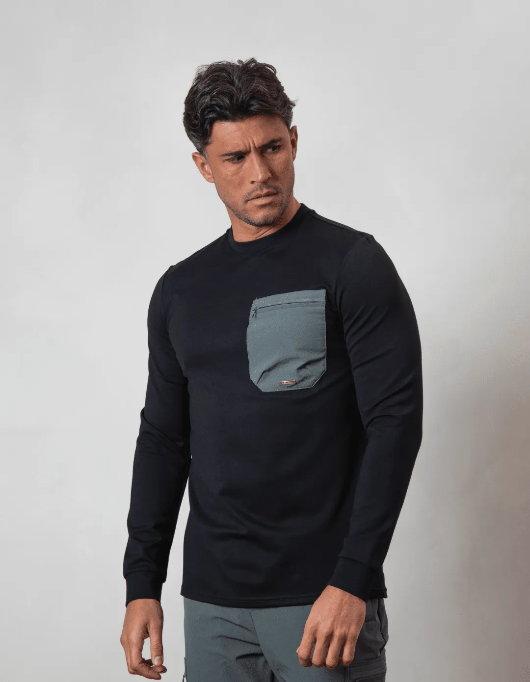 Black/Slate L/S Tech Pocket T-Shirt