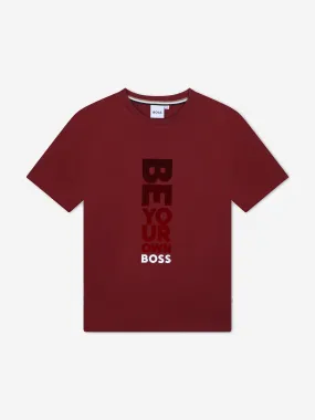 BOSS Boys Slogan Logo T-Shirt in Red