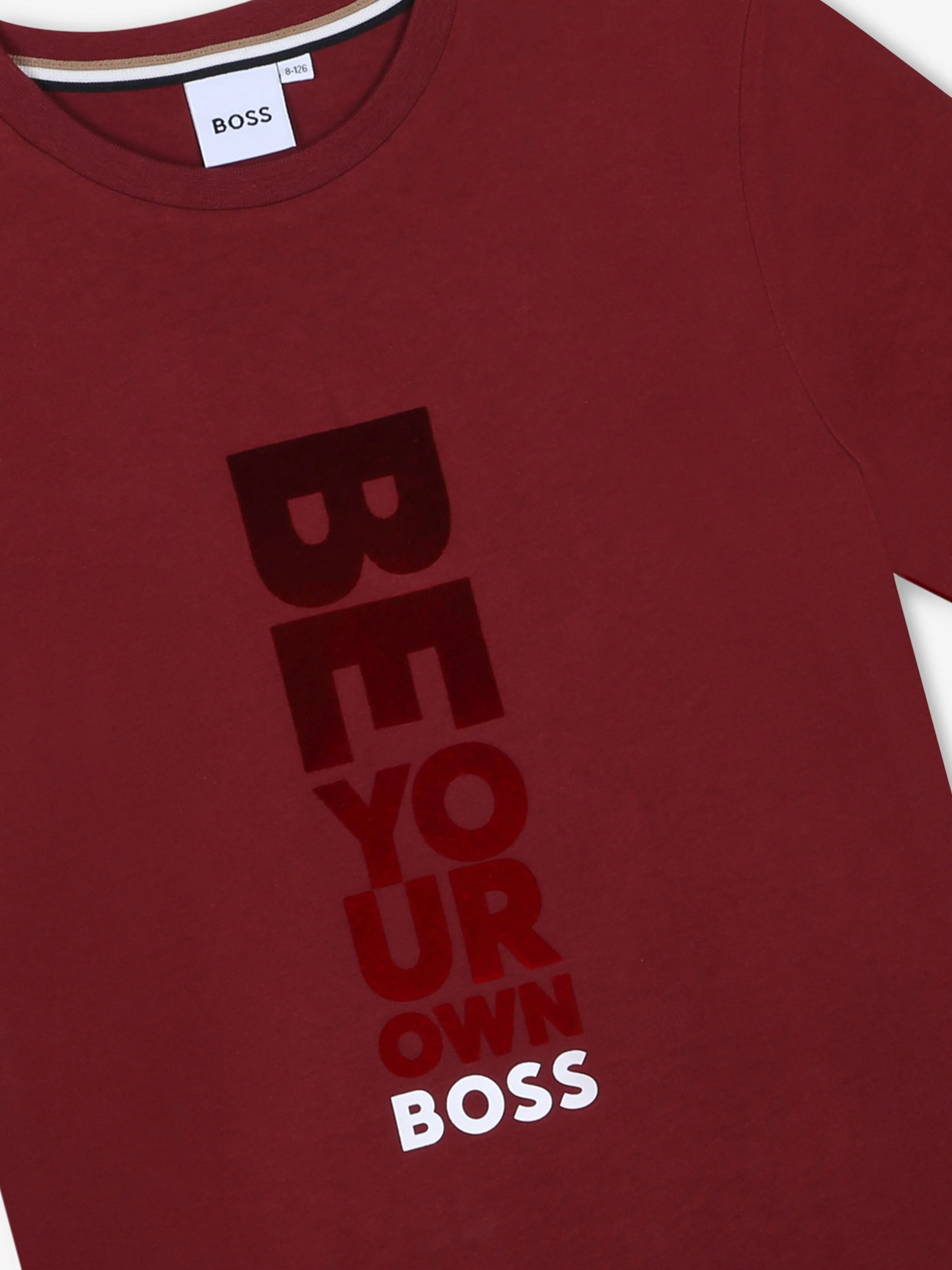 BOSS Boys Slogan Logo T-Shirt in Red