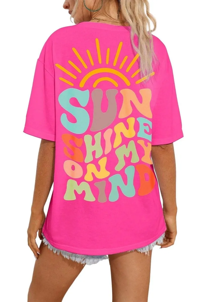 Bright Pink "SUNSHINE ON MY MIND" Graphic Shirt