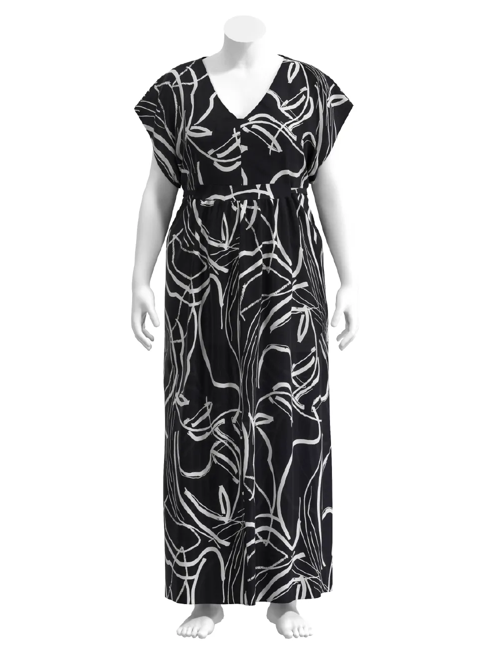 Chic Brushstroke Print Viscose - Black   Cream