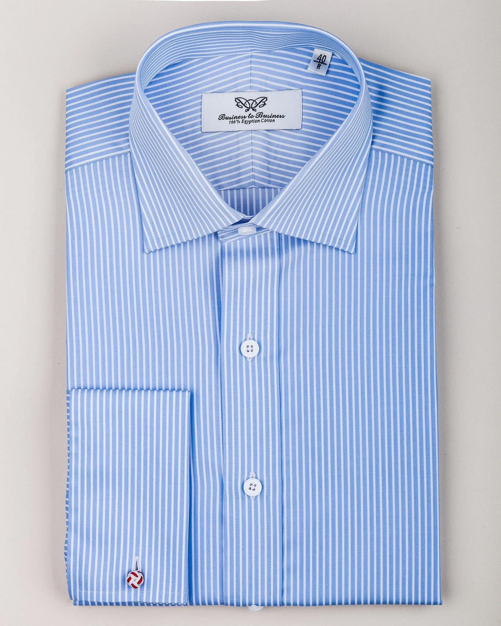 Classic Blue Striped Formal Business Dress Shirt Designer Fashion