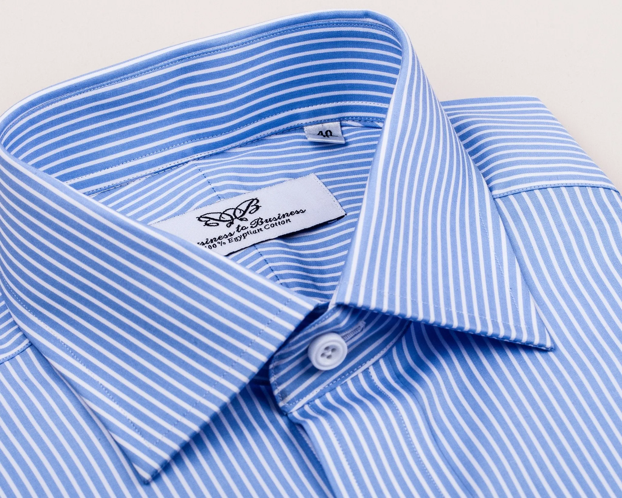 Classic Blue Striped Formal Business Dress Shirt Designer Fashion