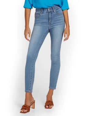 Curvy Ultra High-Waisted Super-Skinny Ankle Jeans - Medium Wash