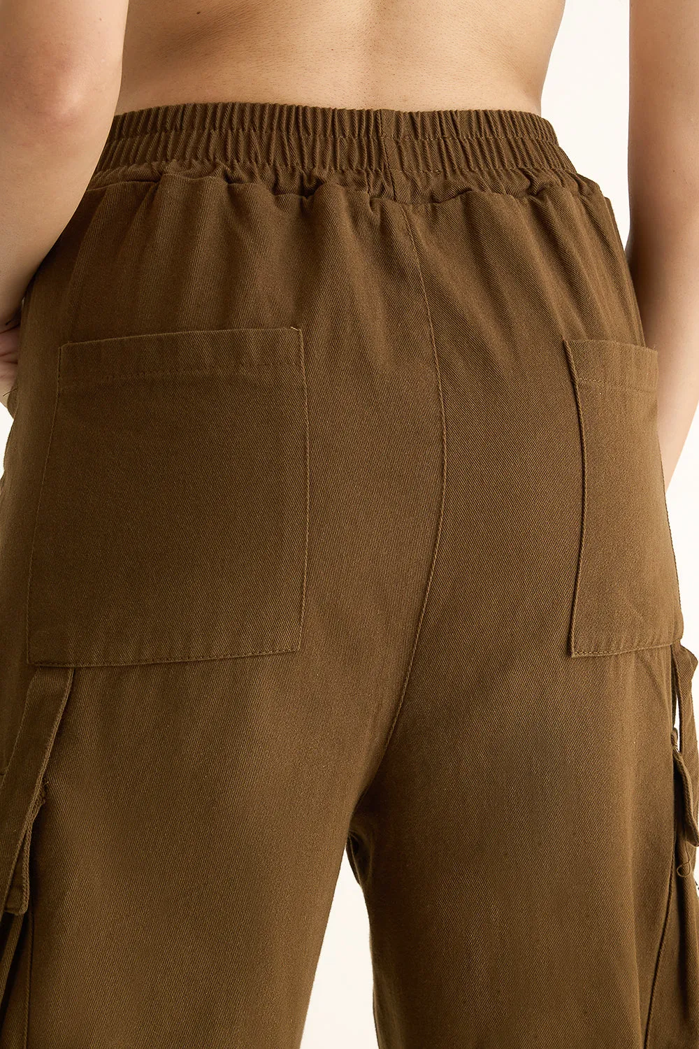 Dark Khaki Elasticated Parachute Cargo