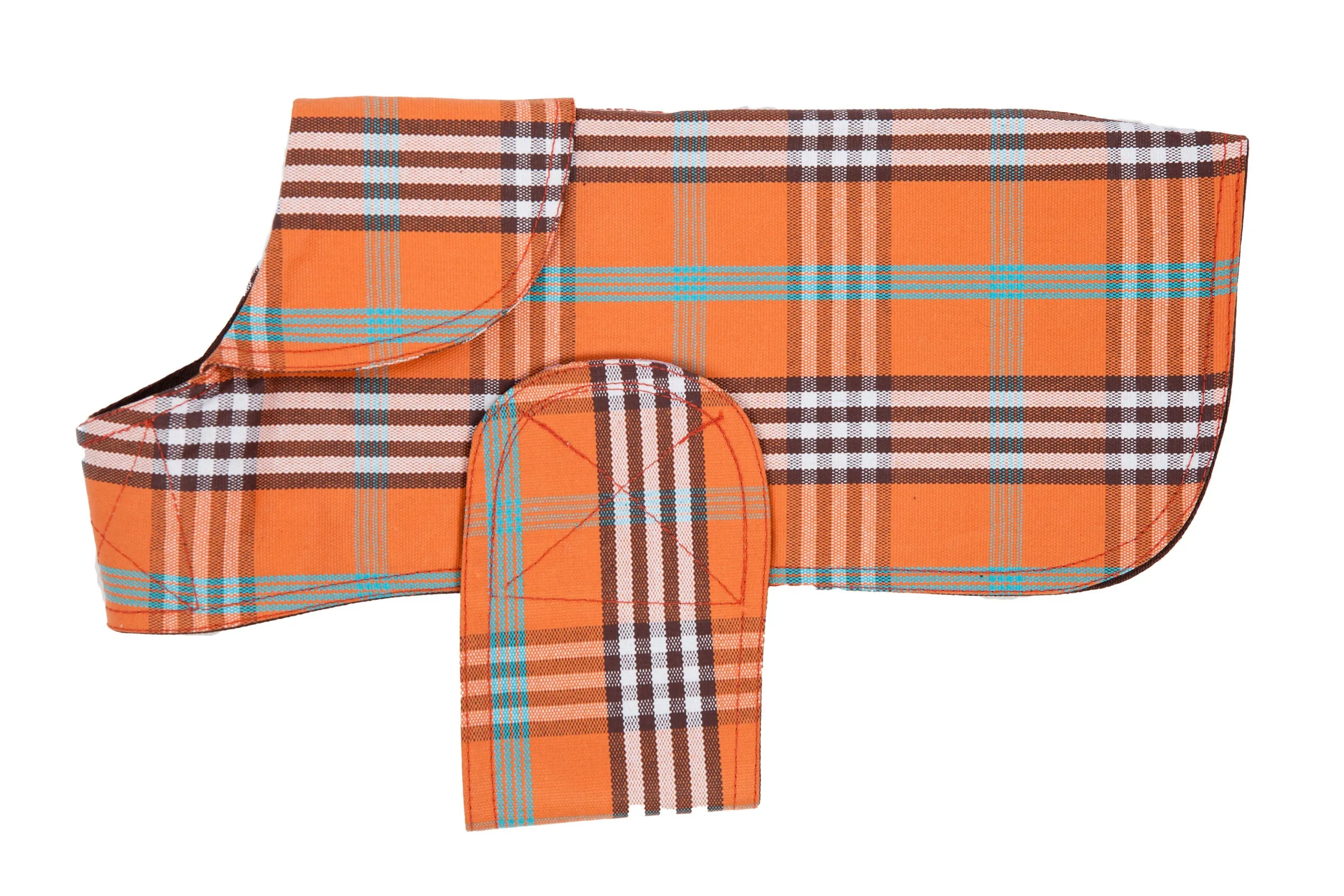 Dog Coat - Raincoat Waxed, Orange Plaid