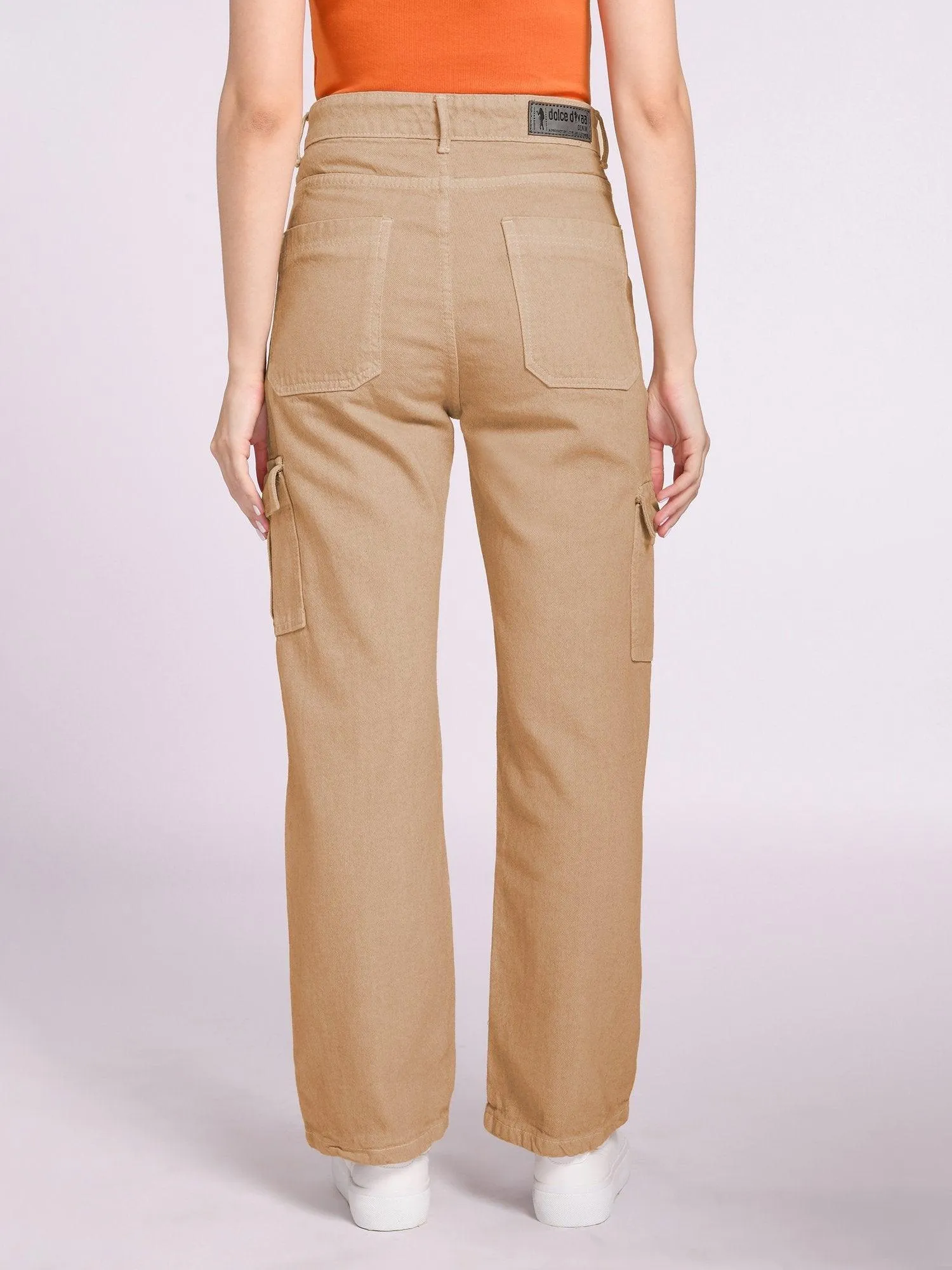 Dolce Divaa Women Wide Leg Cargos - Coffee Cream