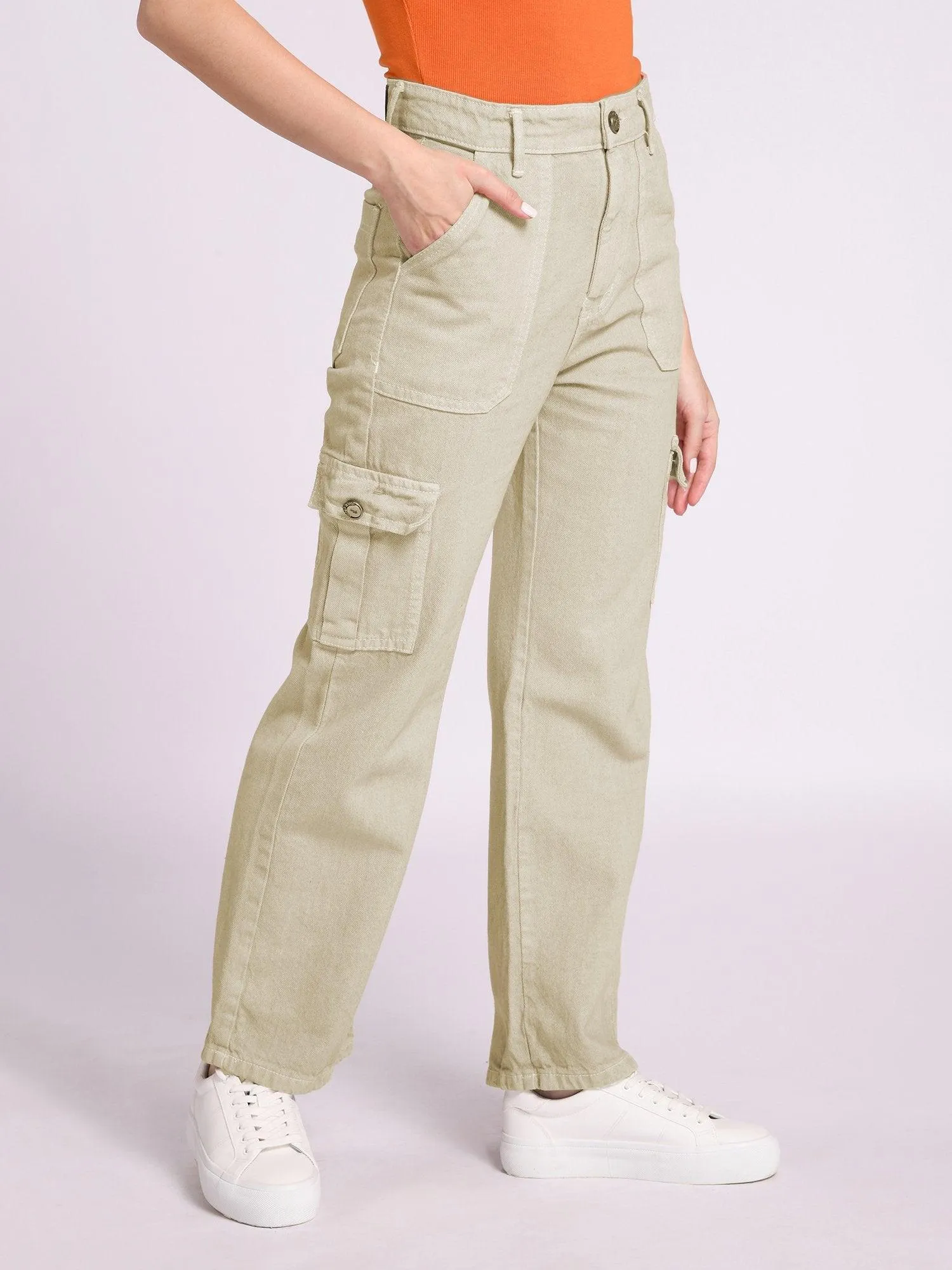 Dolce Divaa Women Wide Leg Cargos - Skin