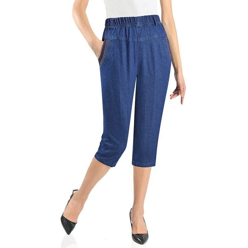 Elastic Waist Everyday Basics Mom Jeans