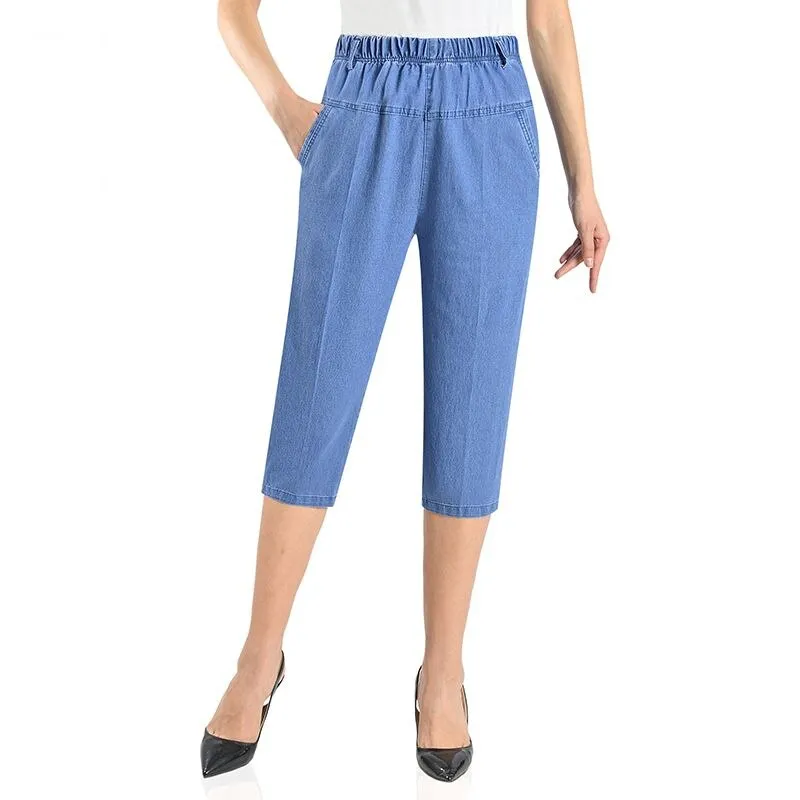 Elastic Waist Everyday Basics Mom Jeans