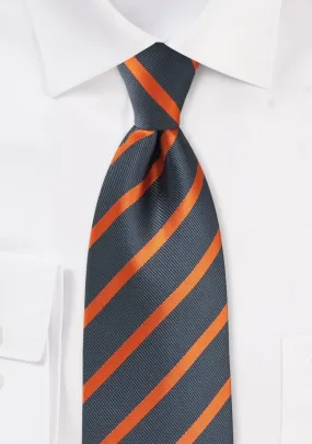 Gray and Orange Repp&Regimental Striped Bowtie