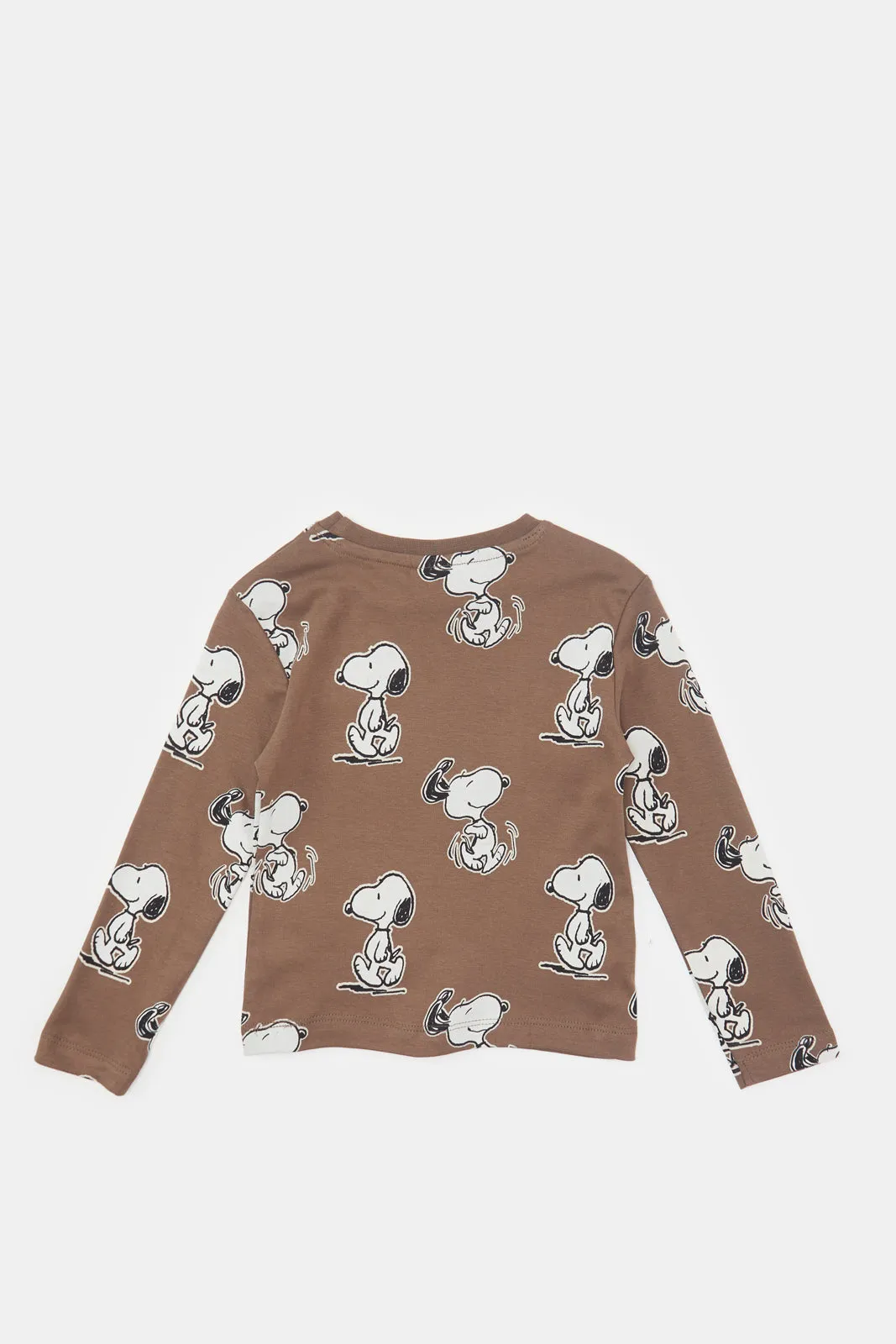 Infant Boys Brown Snoopy Printed T-Shirt