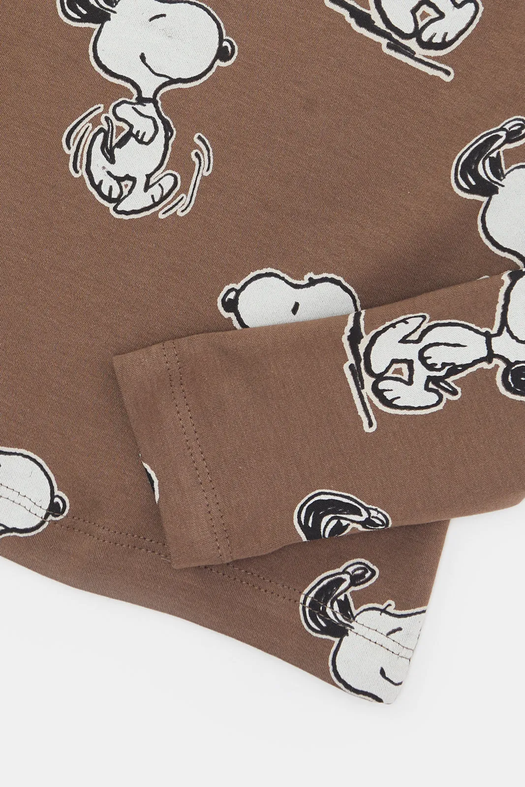 Infant Boys Brown Snoopy Printed T-Shirt