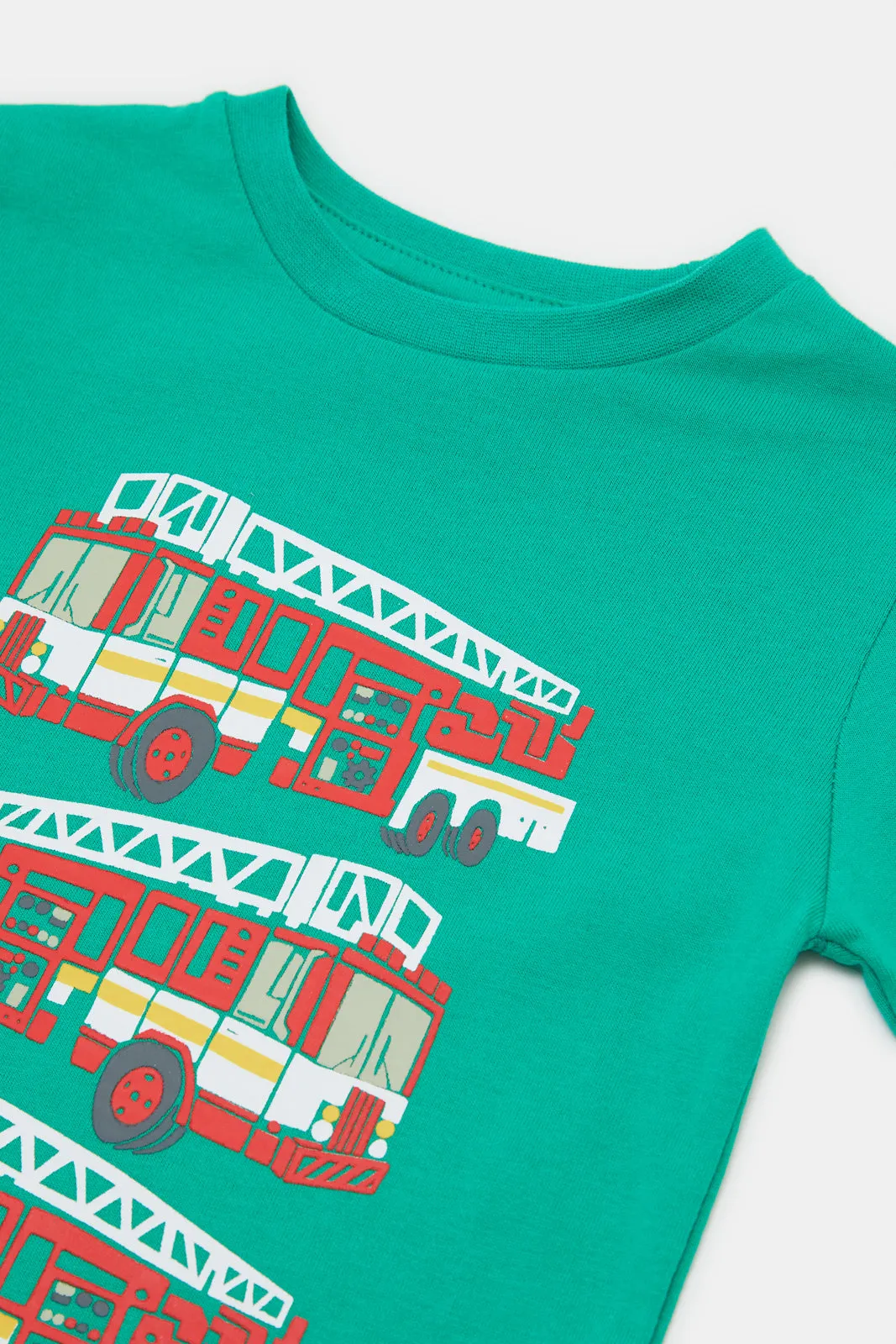 Infant Boys Green Printed T-Shirt