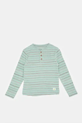 Infant Boys Green Striped T-Shirt