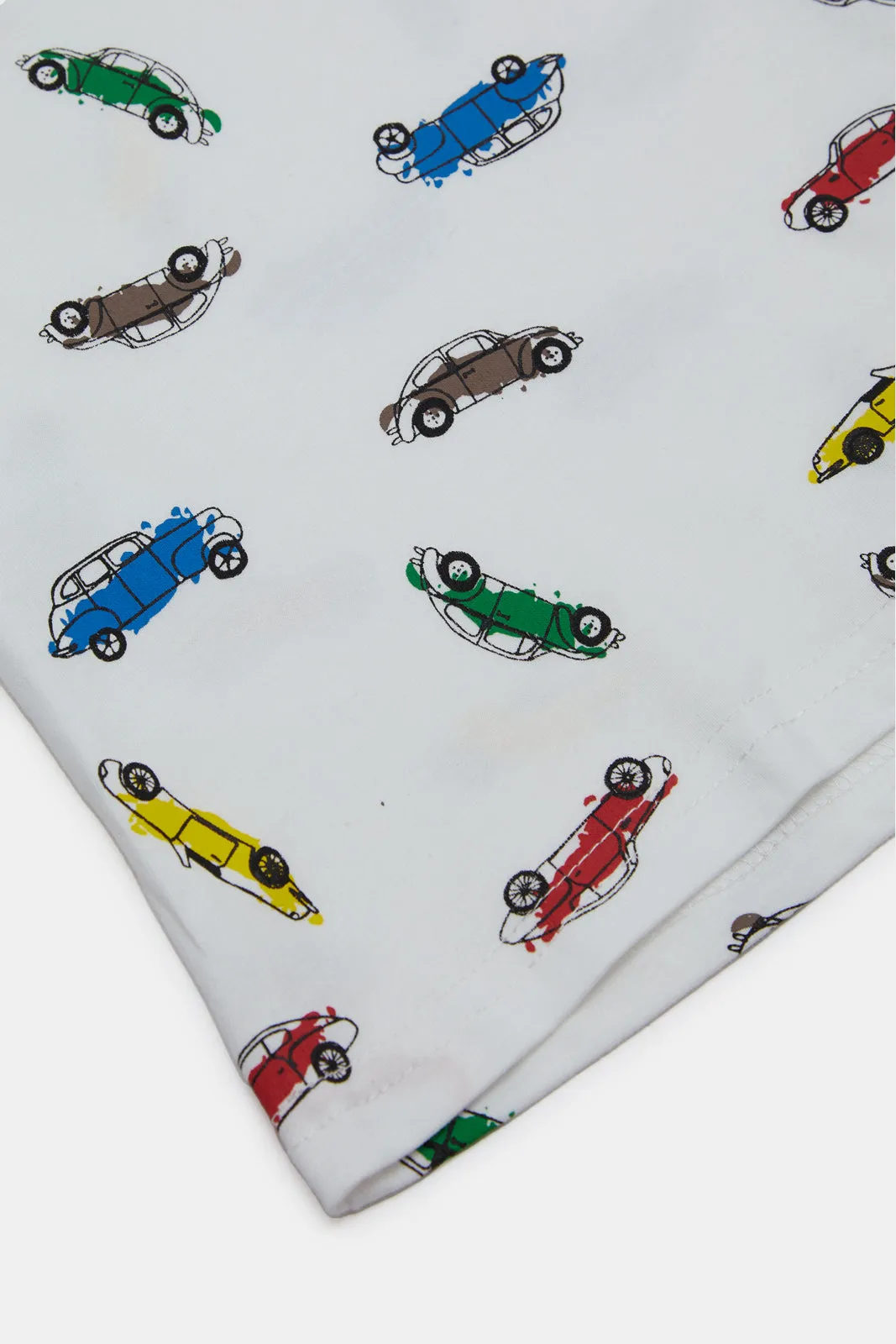 Infant Boys White Cars Print T-Shirt