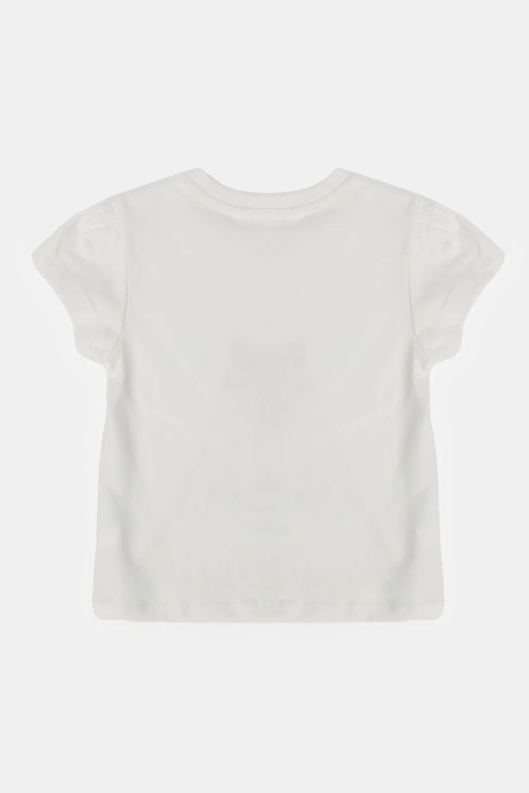 Infant Girls Ivory Girl Placement Print T-Shirt