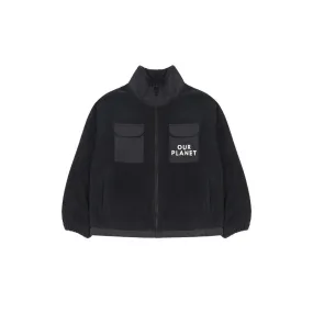 Jelly Mallow Our Planet  Fleece Zip-up Jacket Black