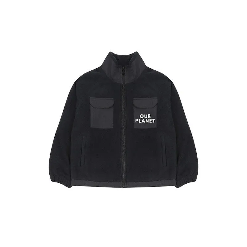 Jelly Mallow Our Planet  Fleece Zip-up Jacket Black