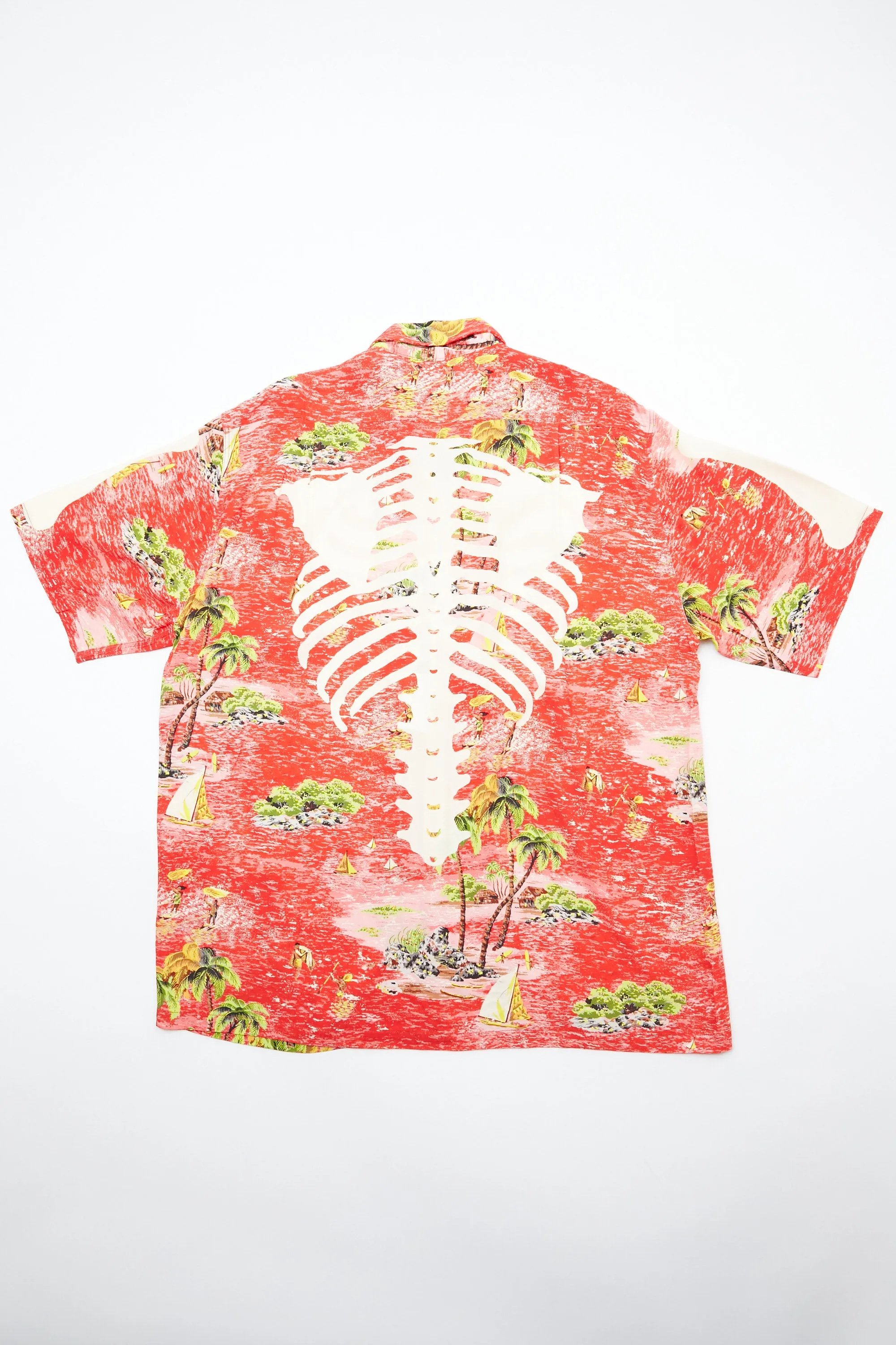 Kapital Rayon KAMEKAMEHA BONE Aloha Shirt - Red