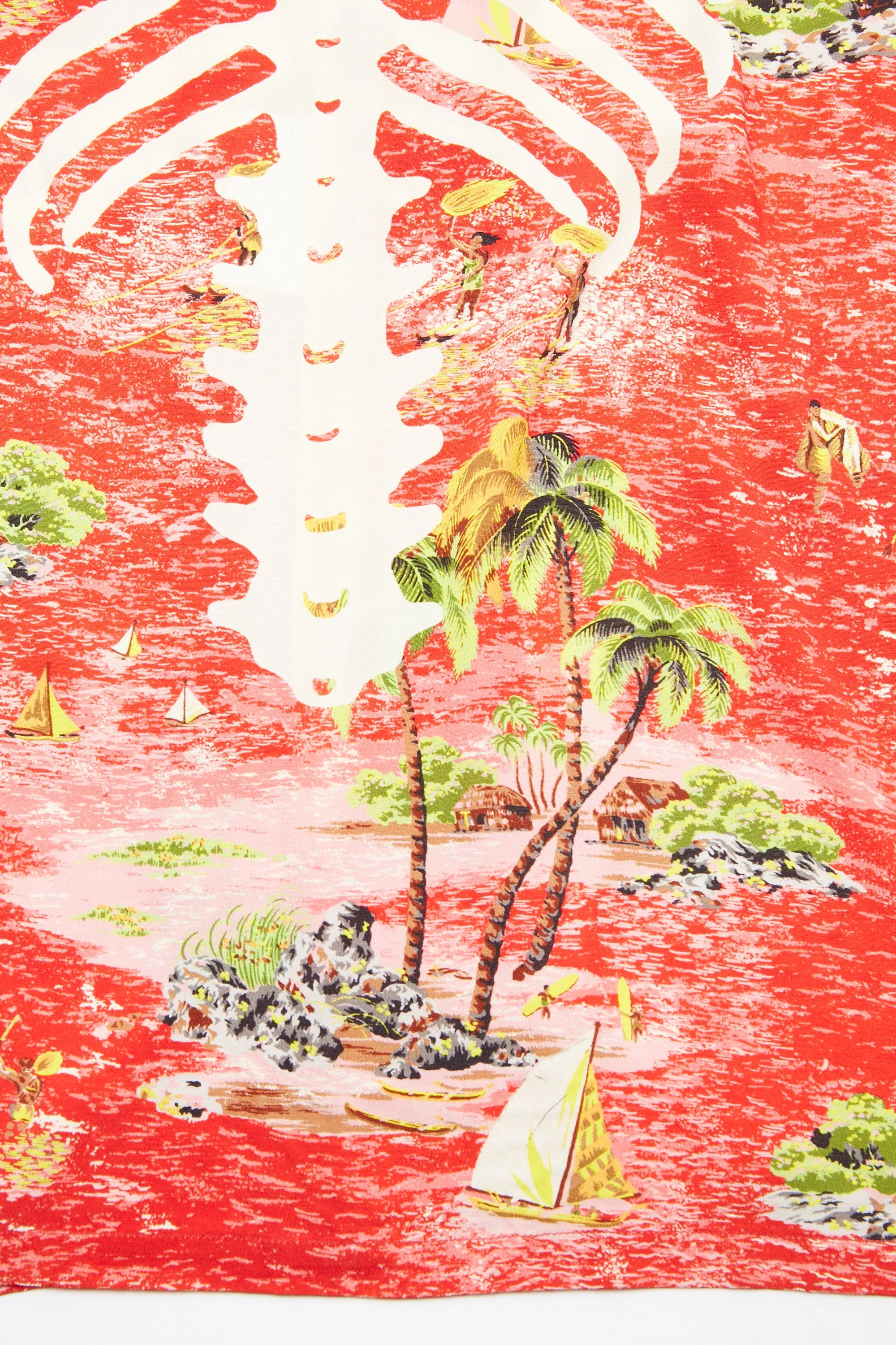 Kapital Rayon KAMEKAMEHA BONE Aloha Shirt - Red