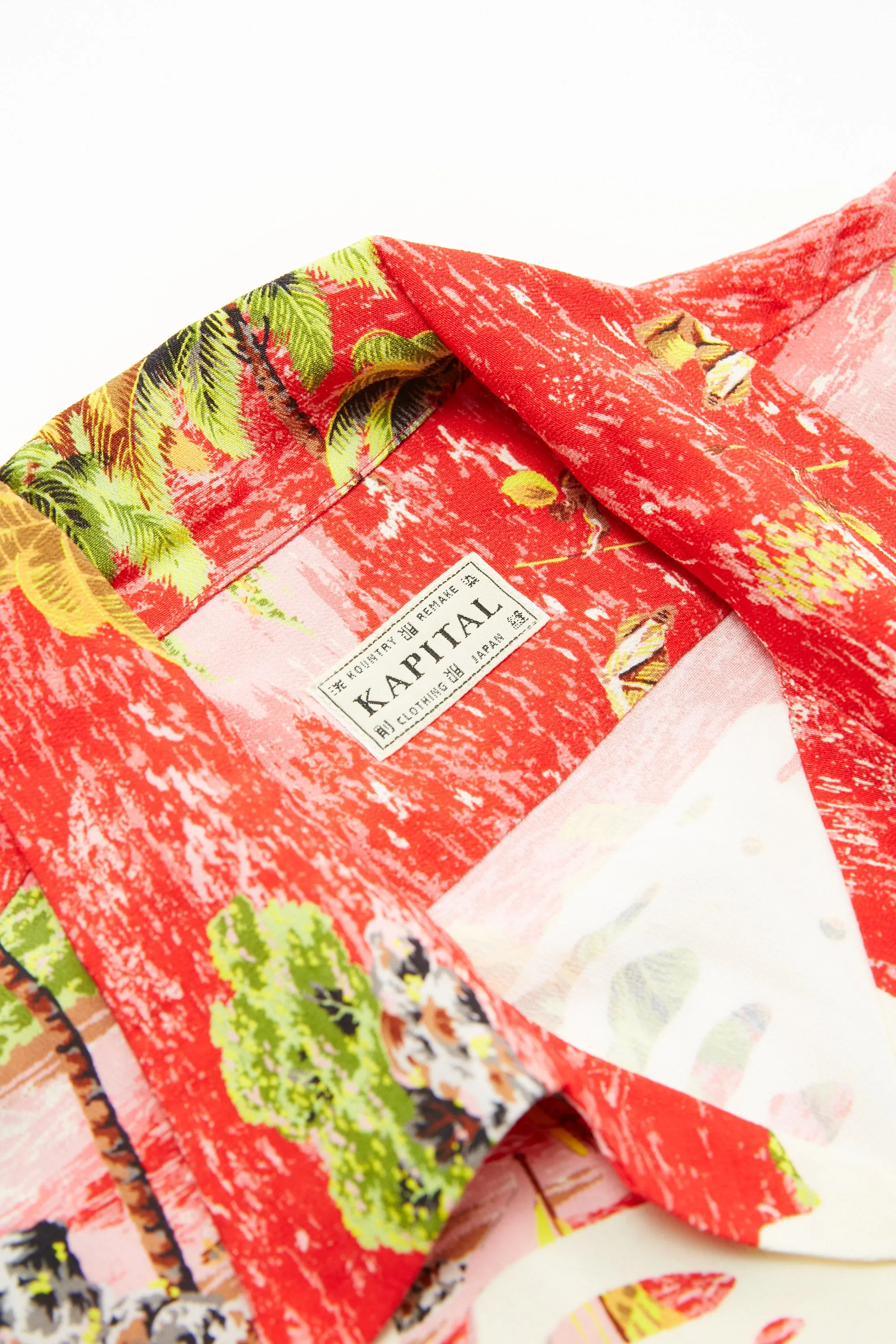 Kapital Rayon KAMEKAMEHA BONE Aloha Shirt - Red