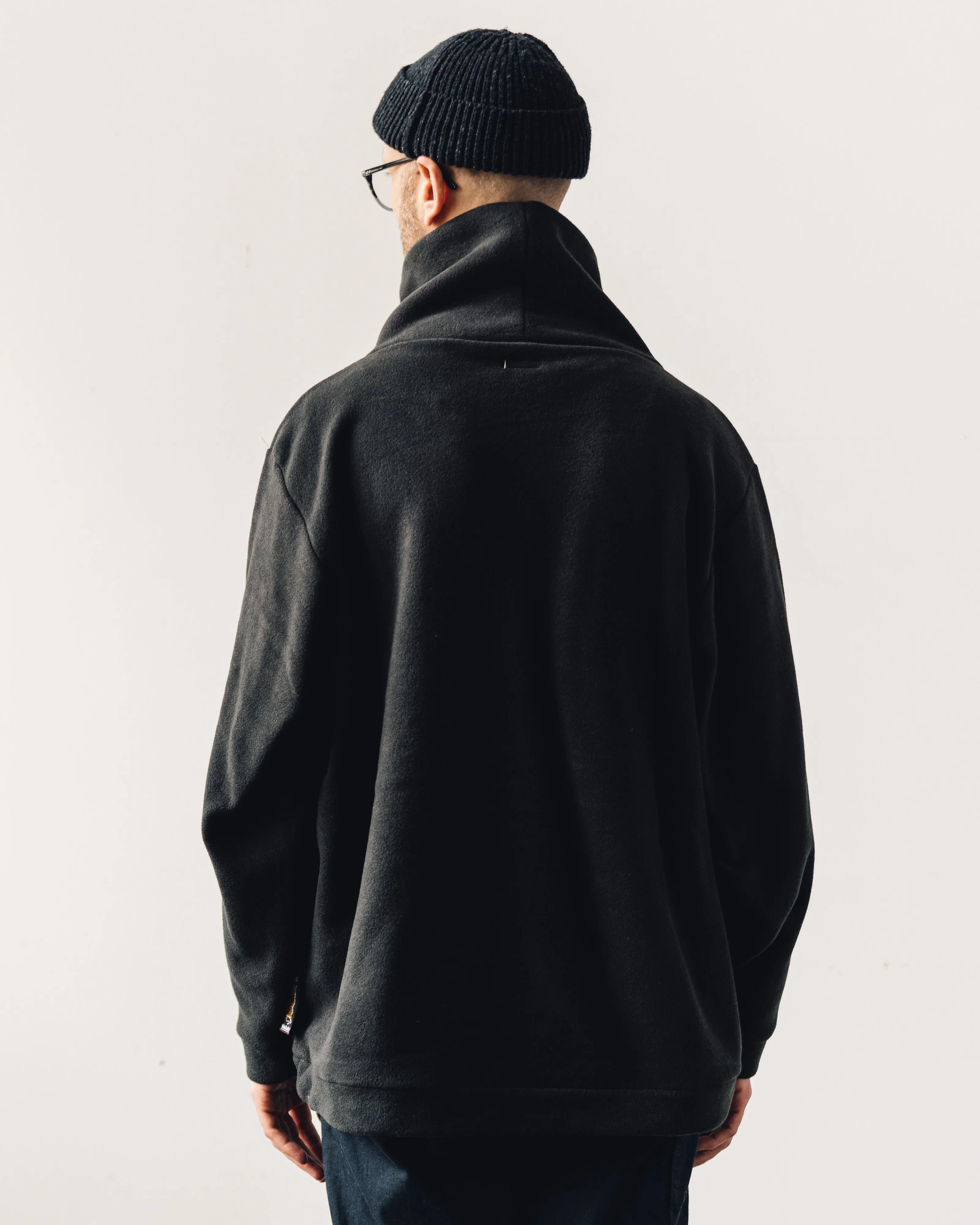 Kapital Reverse Fleece Big Highneck Sweatshirt, Black