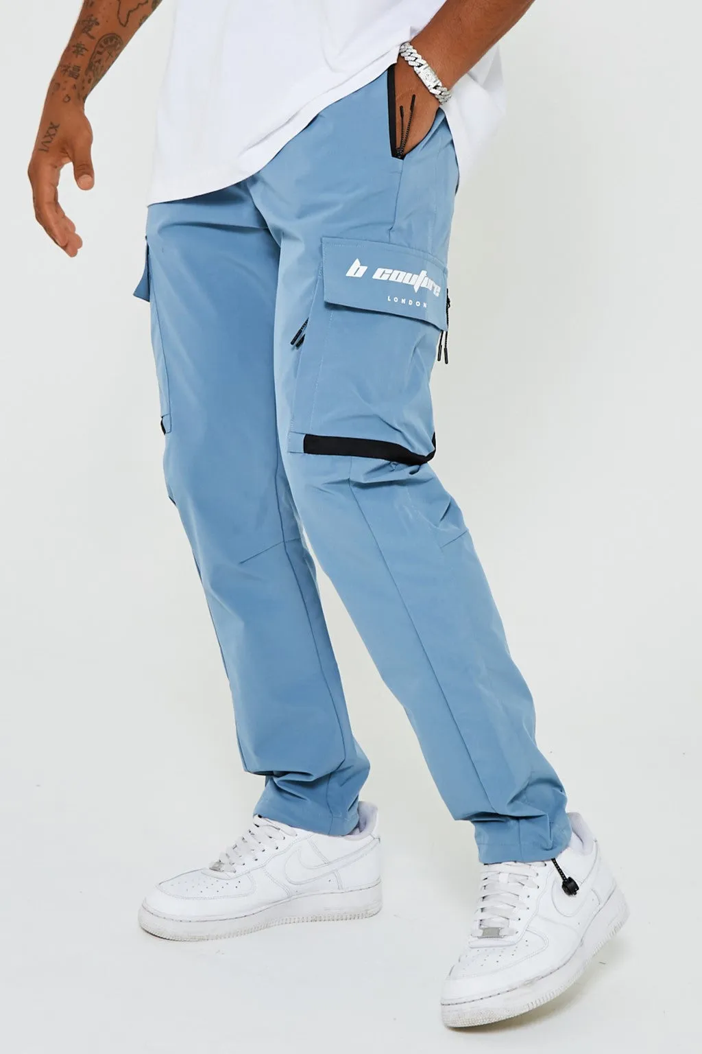 King Street Tapered Cargo Woven Pants - Blue