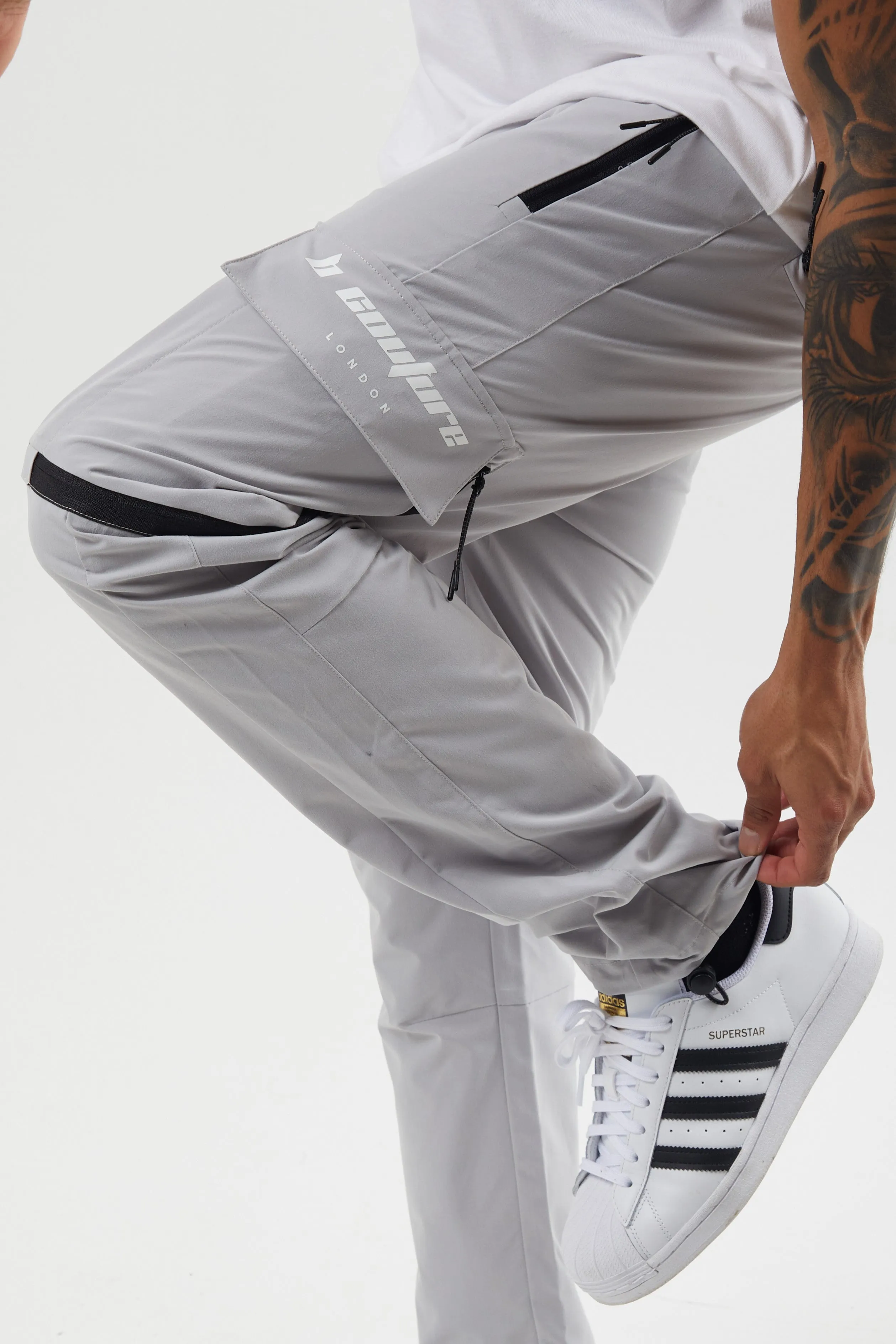 King Street Tapered Cargo Woven Pants - Light Grey