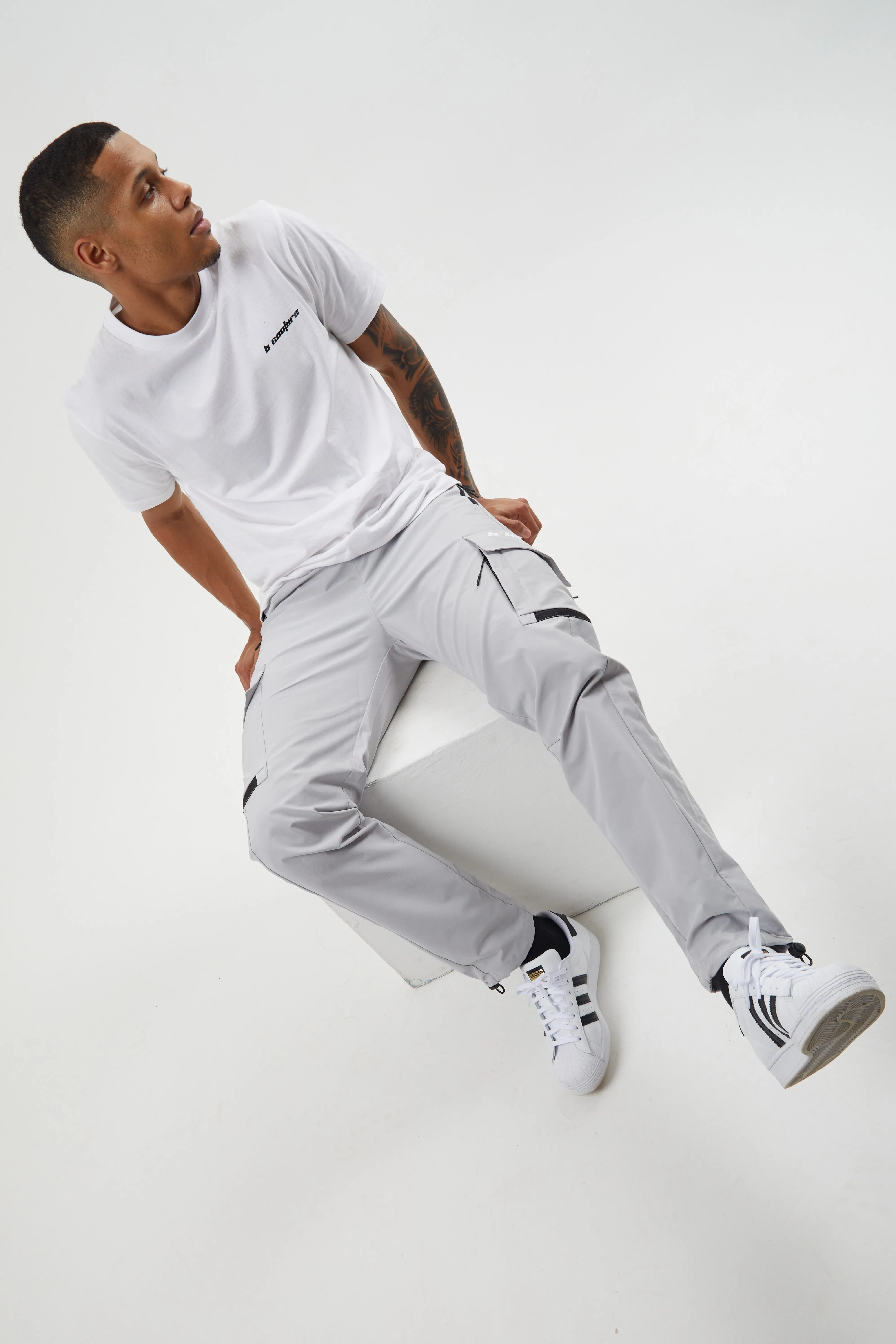 King Street Tapered Cargo Woven Pants - Light Grey