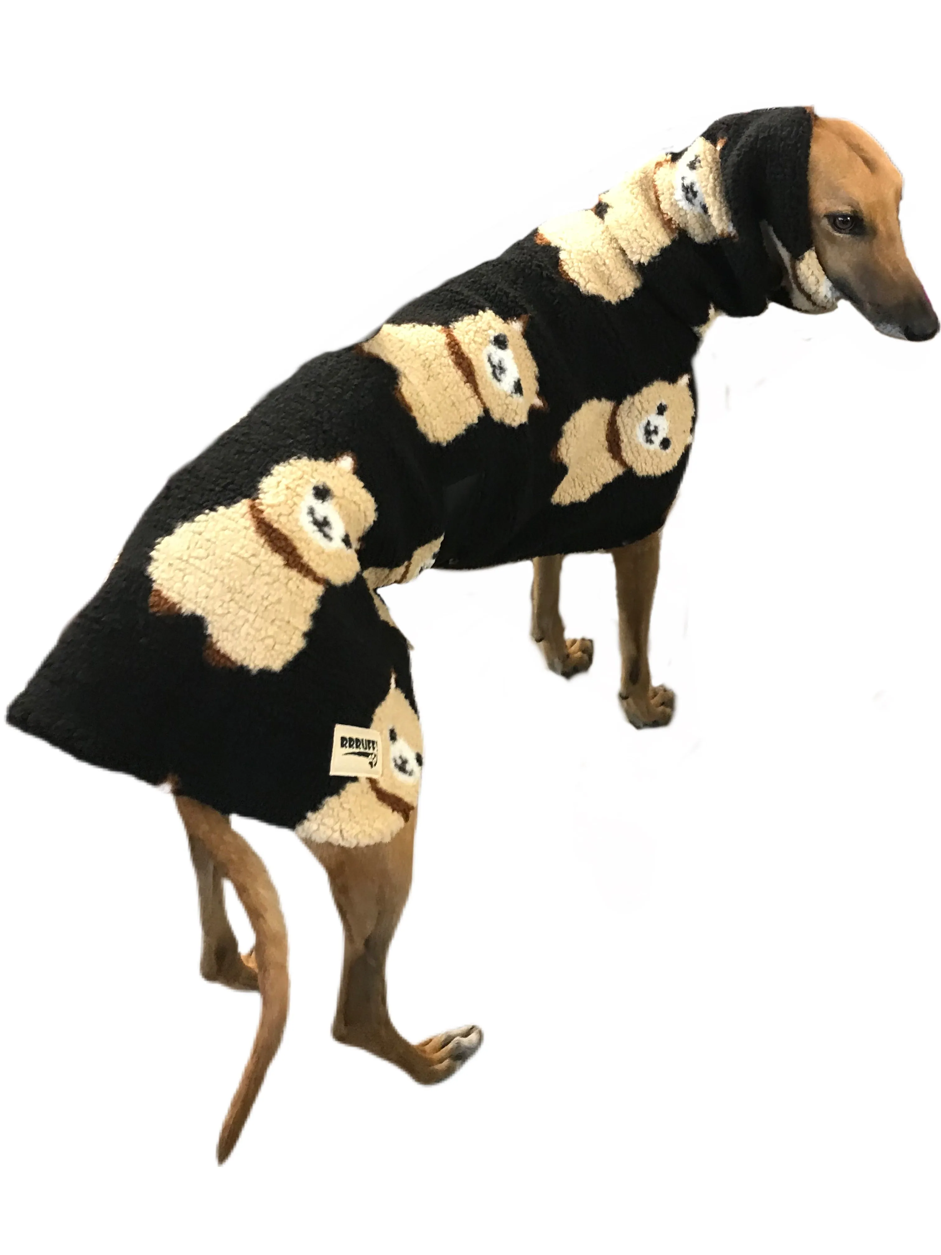 Last one! Extra thick soft Sherpa deluxe style greyhound coat with snuggly wide neck roll