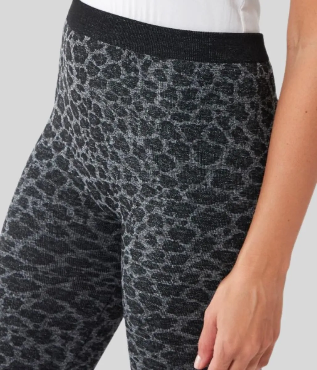 Leopard Jacquard Fleece Lined Leggings