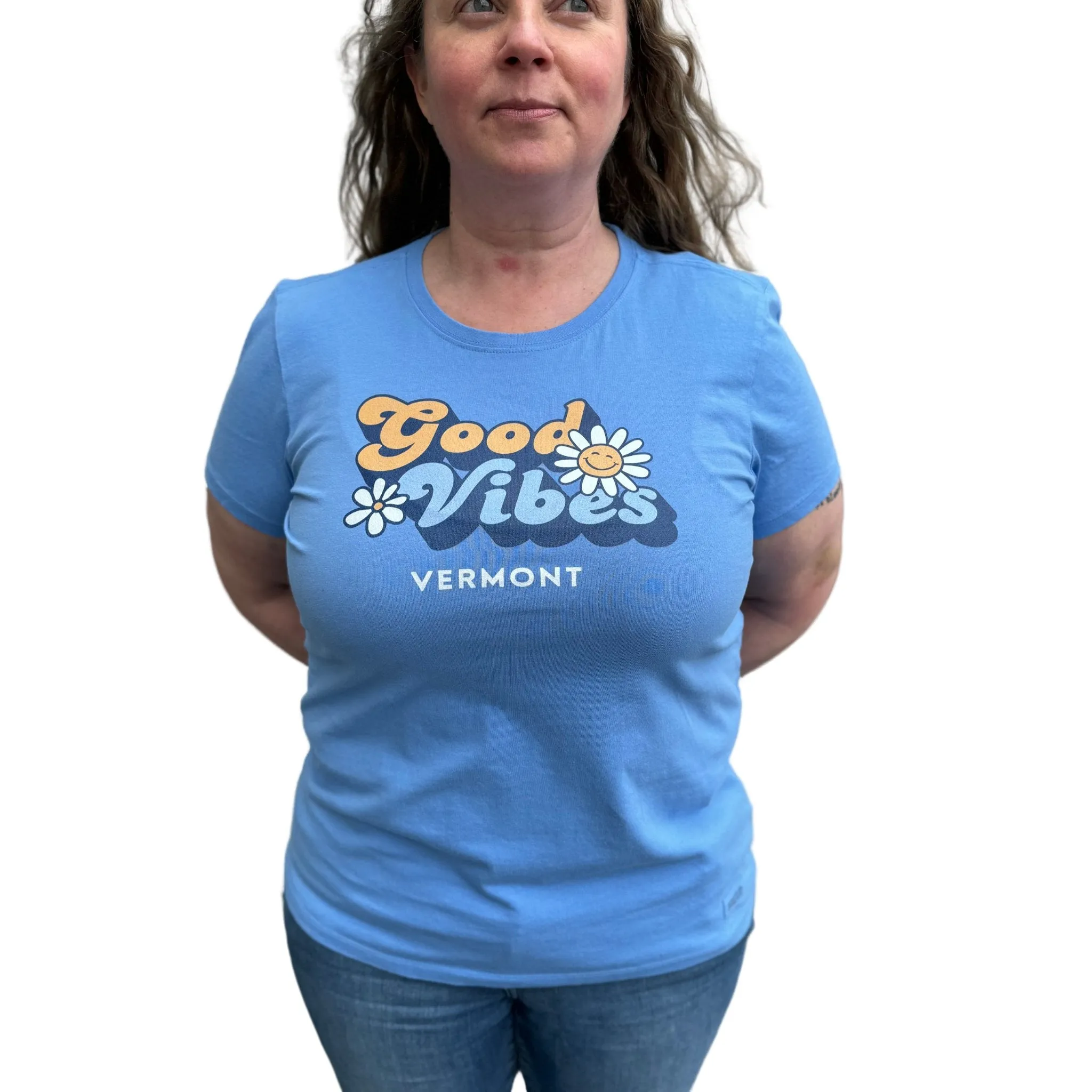 Life Is Good Women's Vermont Exclusive Groovy Tee - Cornflower Blue