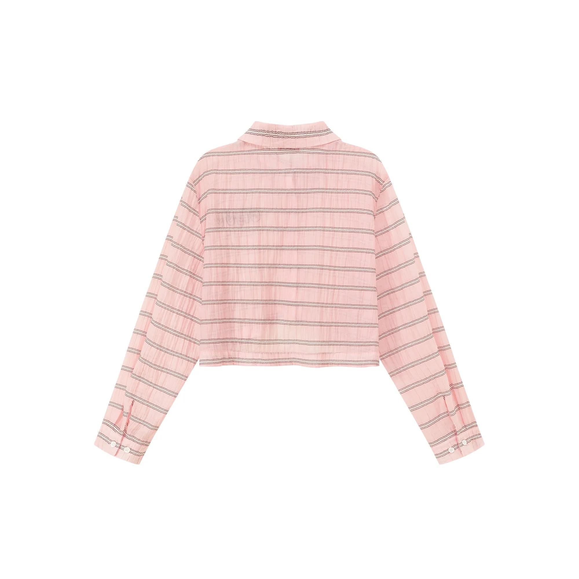 Logo Embroidered Cropped Striped Shirt