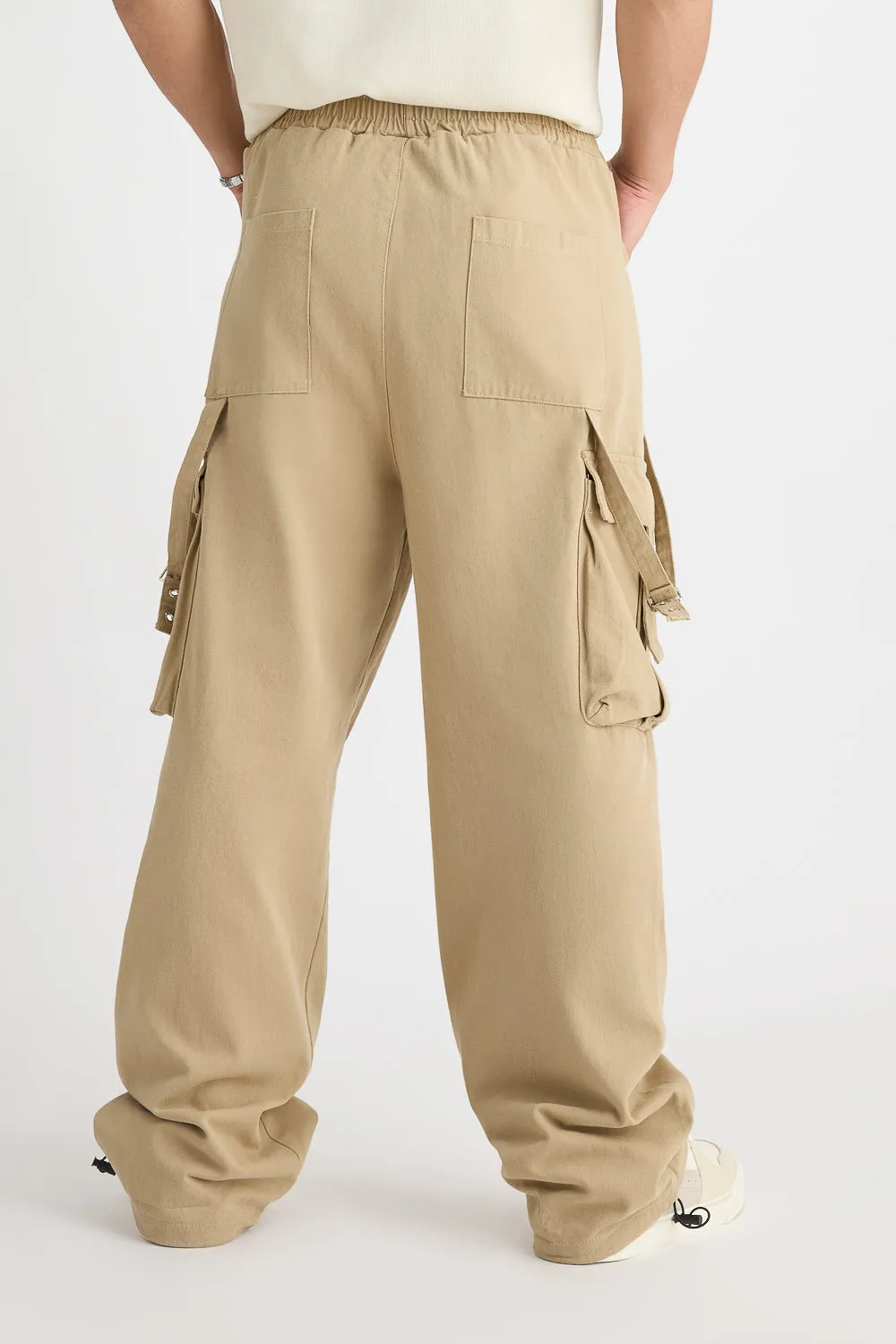 Men's Beige Elasticated Parachute Cargo