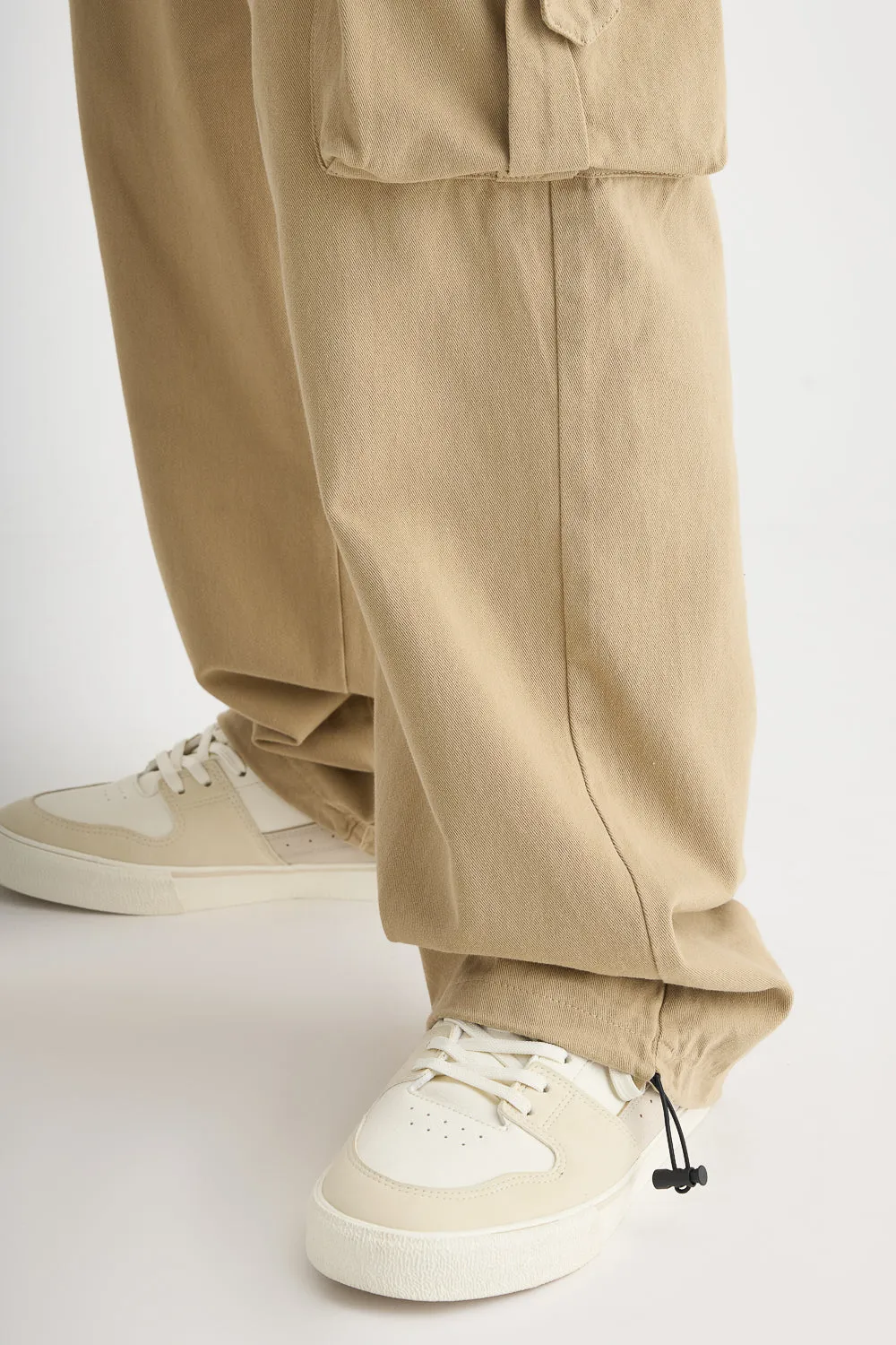 Men's Beige Elasticated Parachute Cargo