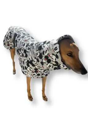 Mickey inspired brushed fleece extra thick deluxe style greyhound coat with snuggly wide neck roll washable