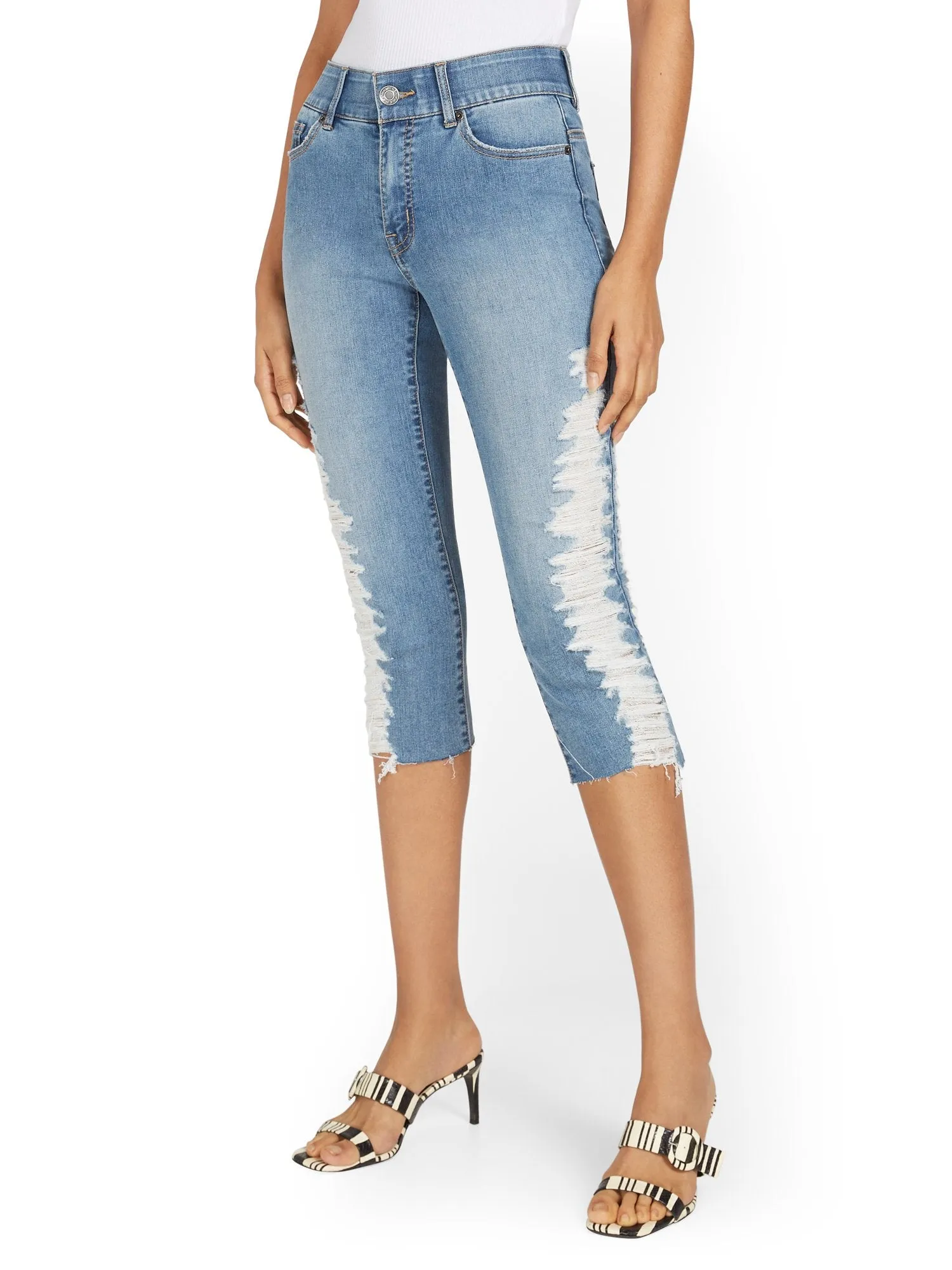 Mya Curvy High-Waisted Sculpting No Gap Super-Skinny Capri Jeans - Medium Blue Wash