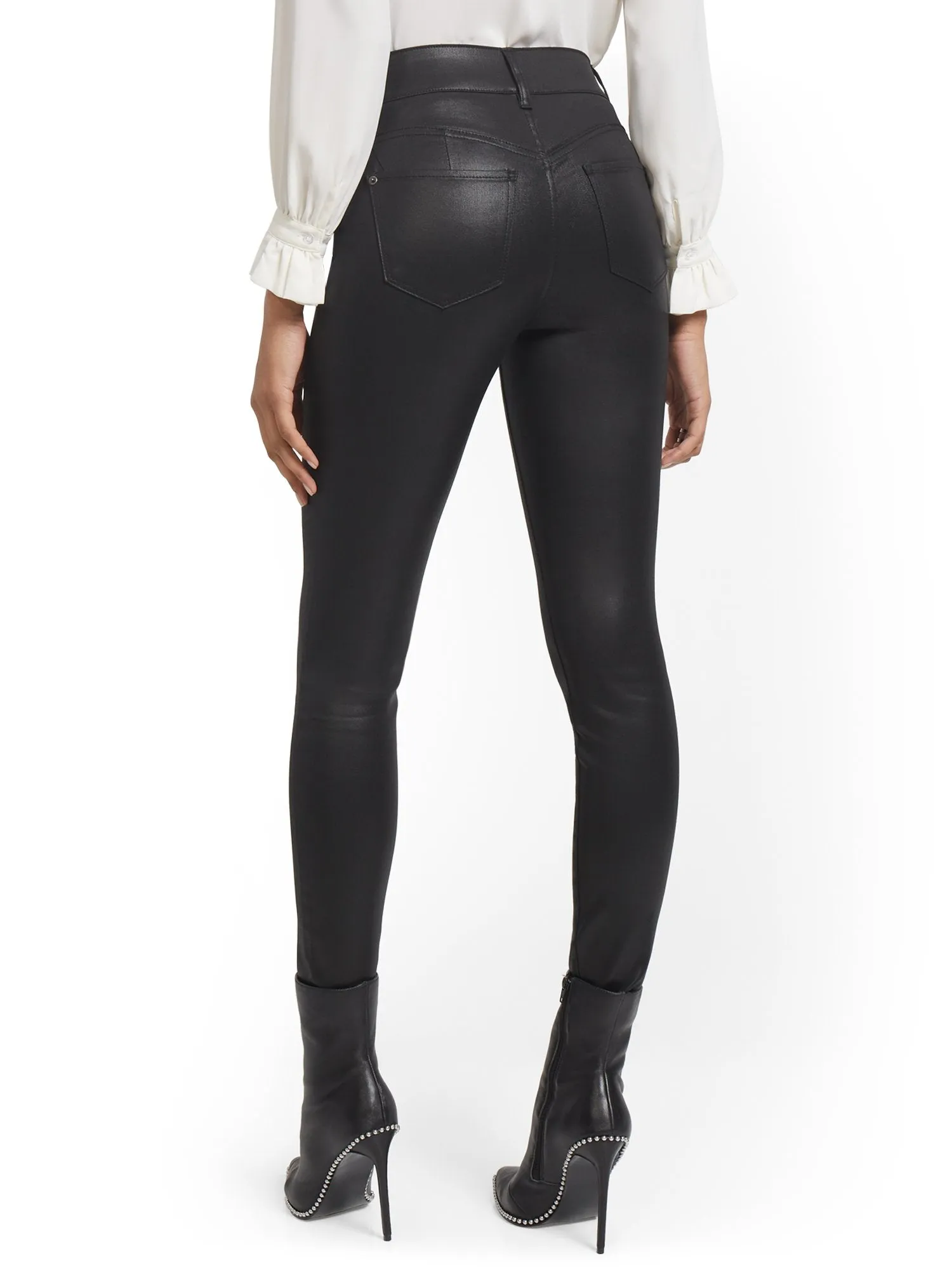 Mya Curvy High-Waisted Sculpting No Gap Super-Skinny Jeans - Coated Faux-Leather