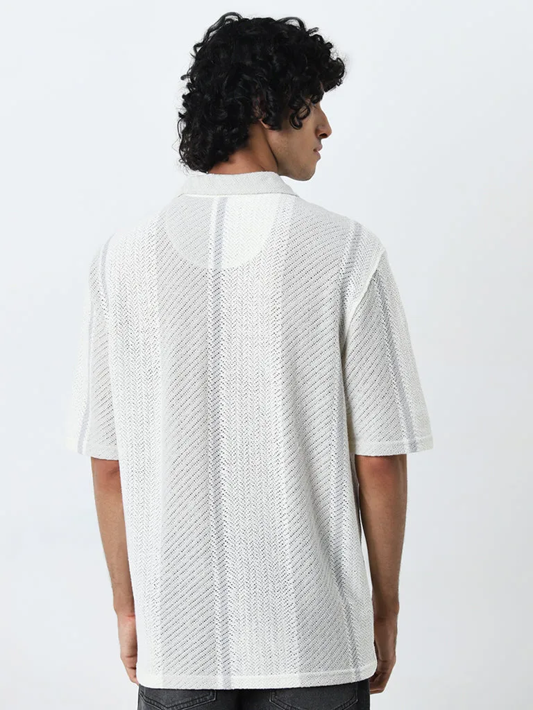 Nuon Off-White Striped Relaxed-Fit Knit Shirt