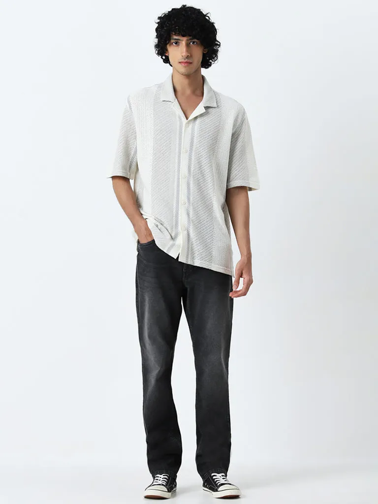 Nuon Off-White Striped Relaxed-Fit Knit Shirt