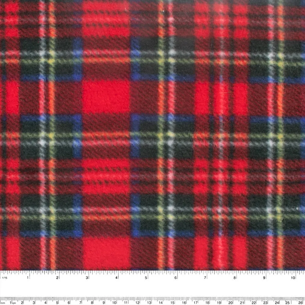 PLAID Bonded to Chenille - Royal Stewart - Red / Blue