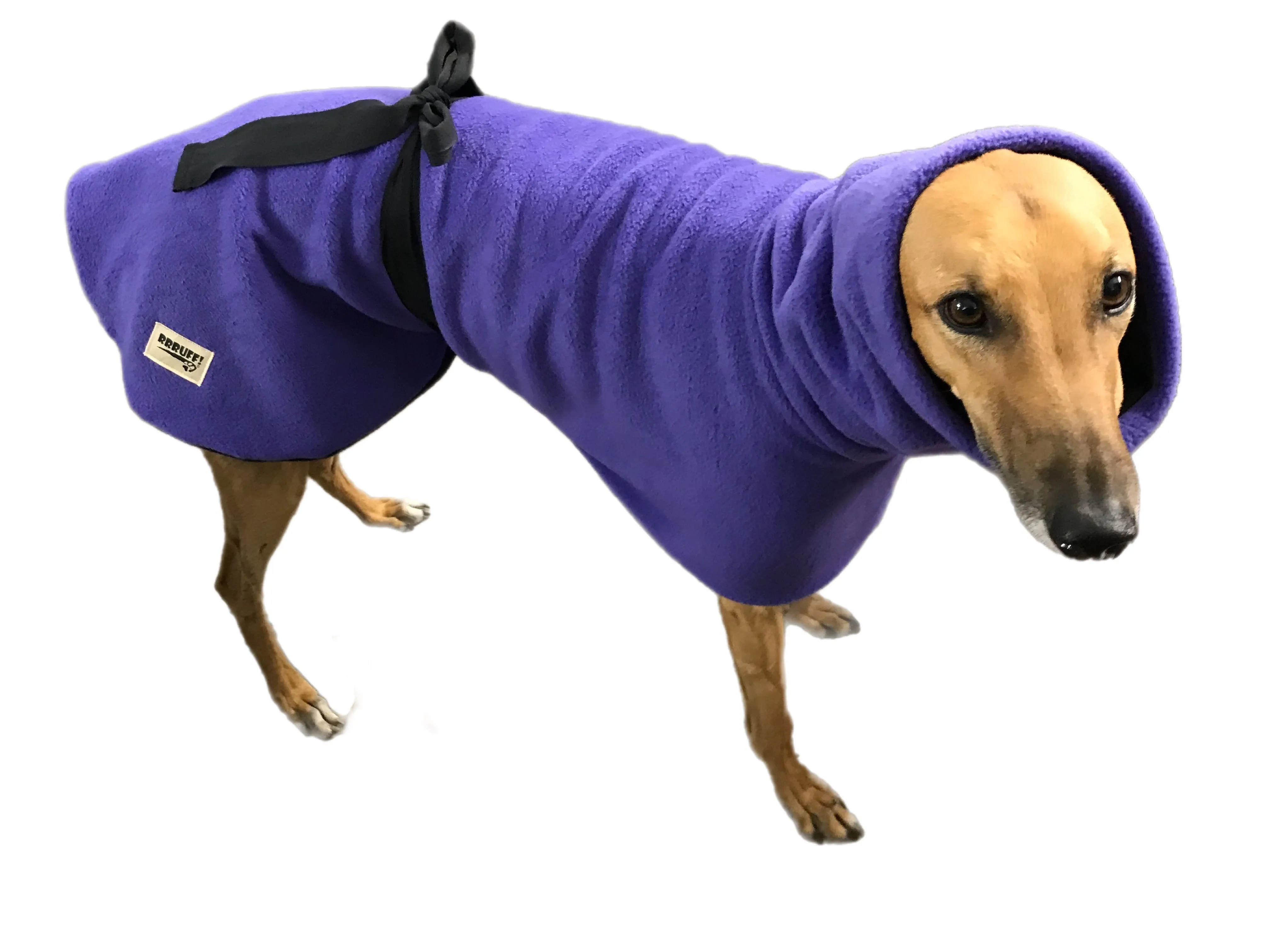 Purple Greyhound Deluxe coat rug thick polar fleece washable extra wide neck hoodie